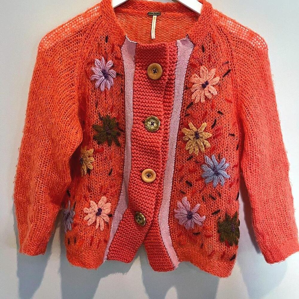 Free people floral embroidered cardigan